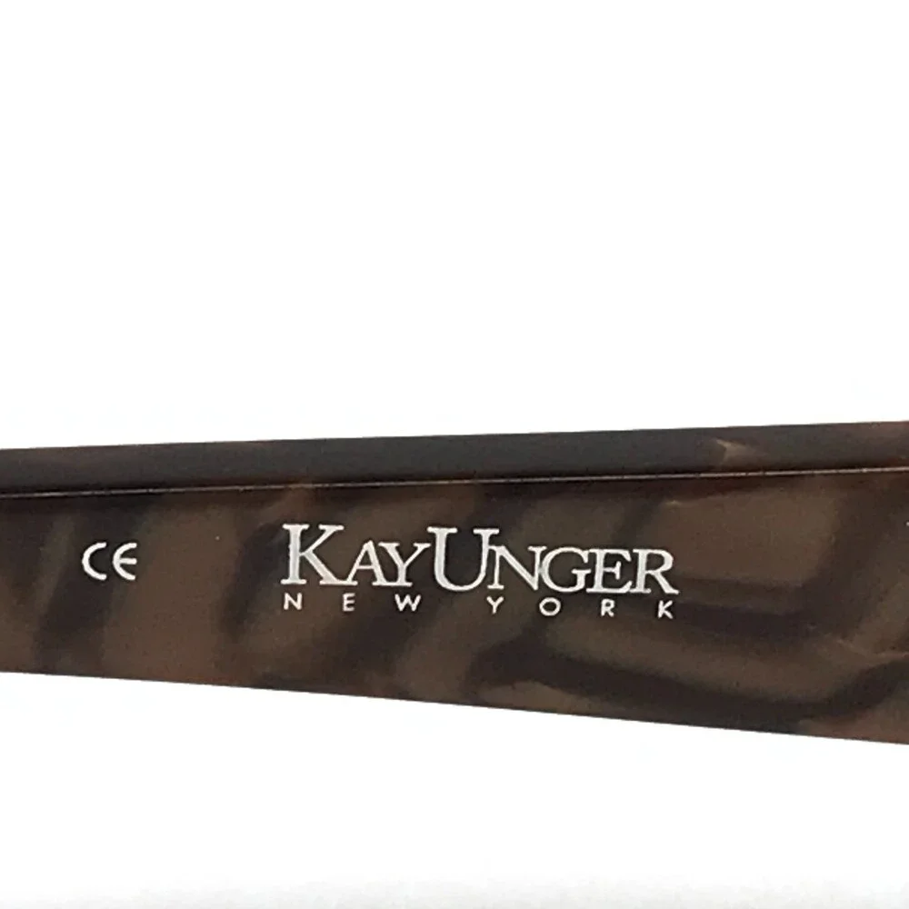 Kay Unger Eyeglasses Frames K141 BRN Brown Rectangle Marble Wire Rim 51-18-135